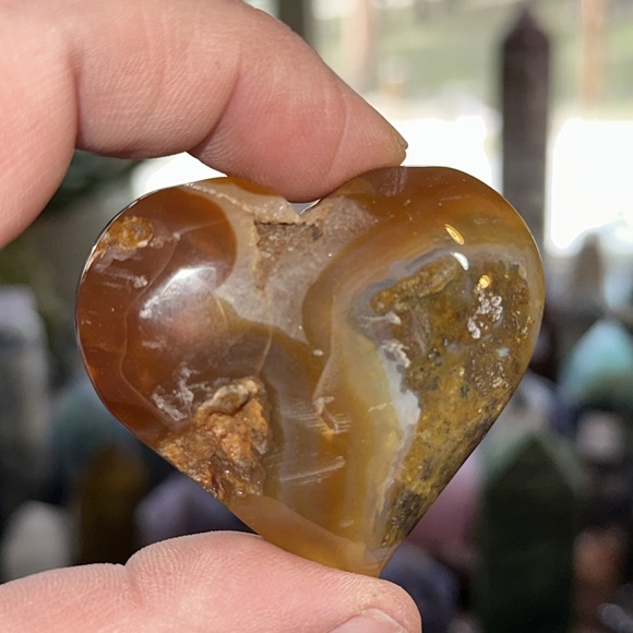3 Hand Carved Crystal Hearts! River Agate. Sodalite And Flower Agate - Picture 3 of 5